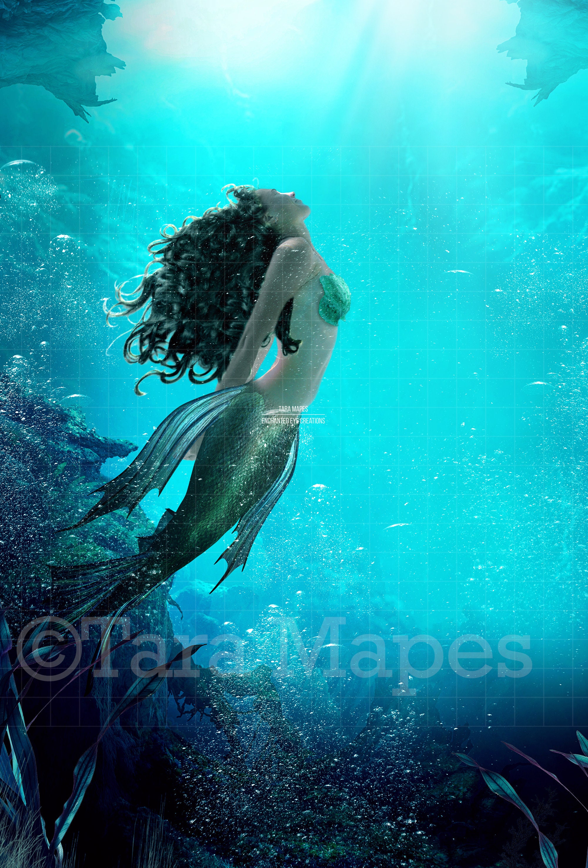 Mermaid Digital Backdrop Mermaid Underwater Scene Under - Etsy