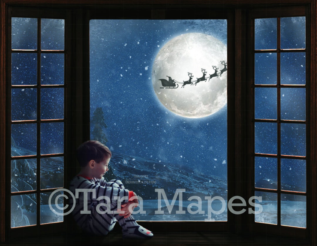 Christmas Digital Backdrop Christmas Window Seat and Window - Etsy