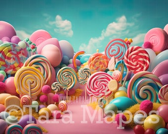 Candy Digital Backdrop - Candy World Digital Background  - Lollipop Digital Backdrop - JPG file