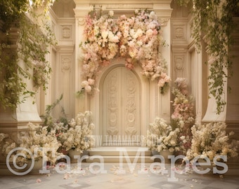 Flower Room Digital Backdrop - Ornate Room - Maternity Wedding Digital Background - Room with Cascading Flowers Digital Background