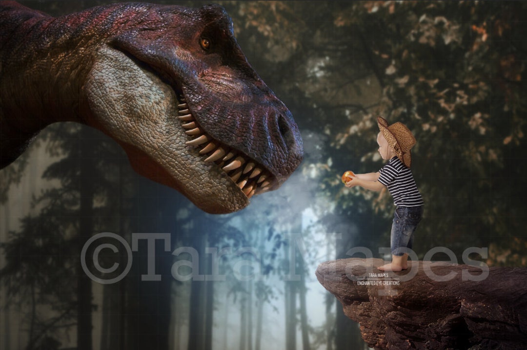 Dinosaur Digital Backdrop Dinosaur Feed T Rex in Forest by picture