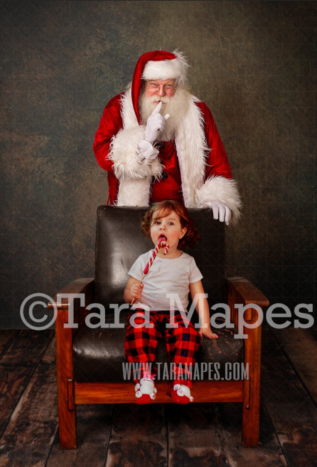Santa Digital Backdrop Behind Leather Chair Santa in - Etsy