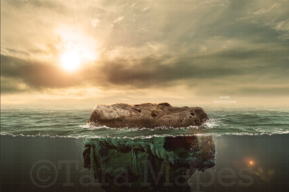 Mermaid Digital Backdrop Mermaid Rock in Ocean at Sunset - Etsy Canada