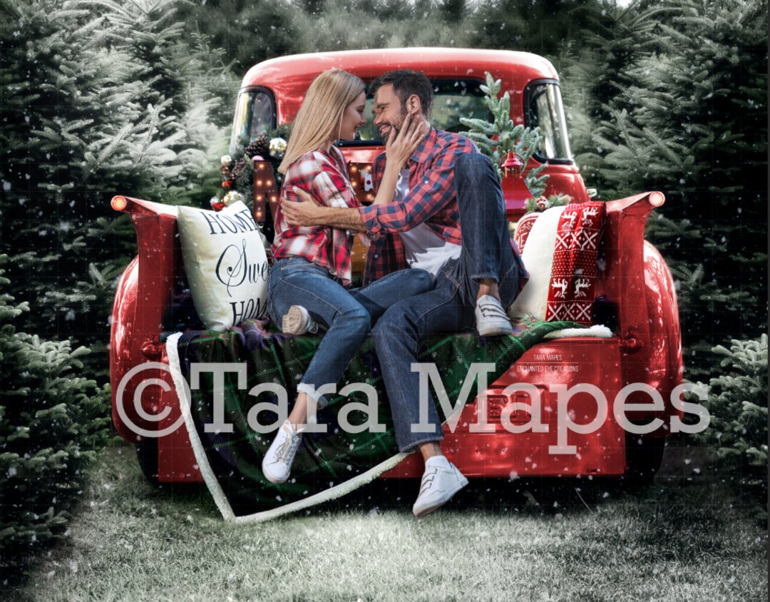 Christmas Digital Backdrop Red Christmas Truck Christmas - Etsy