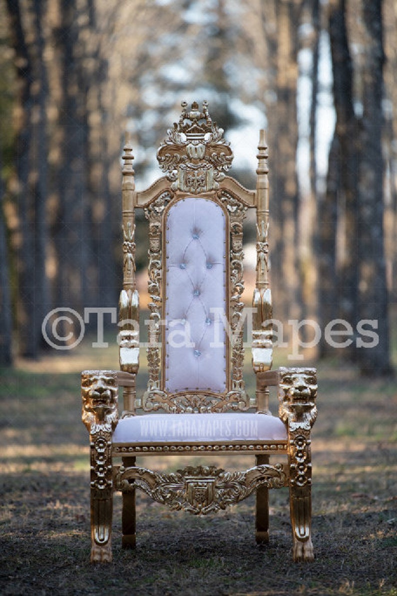 Natural Digital Background JPG File Throne in Enchanted Forest Golden Throne  in Forest TWO PACK Royal King Queen Chair Wall Hangings Home & Living  