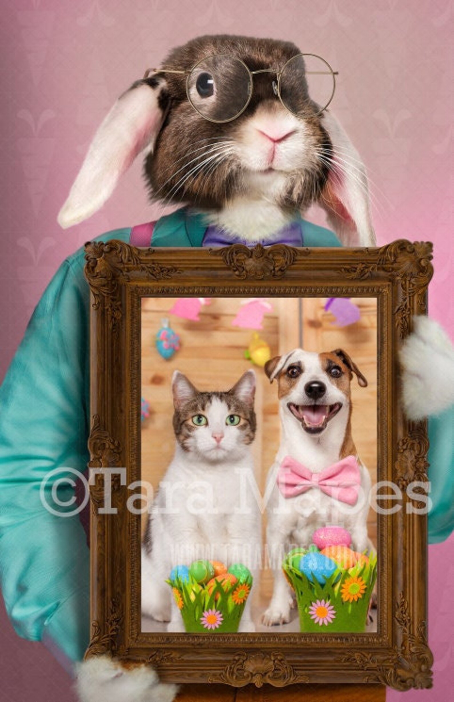 Easter Bunny Frame Digital Backdrop PNG File2 Fine Art Etsy Canada