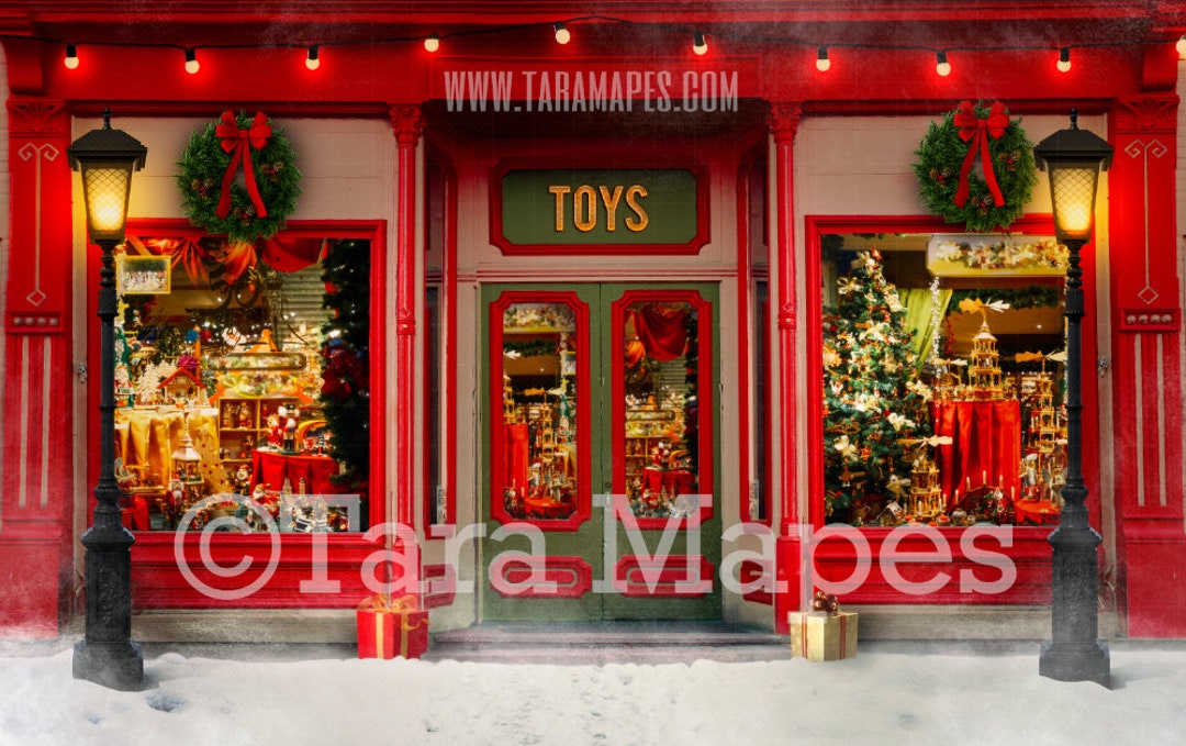Christmas Digital Backdrop Christmas Toy Shop Santa - Etsy