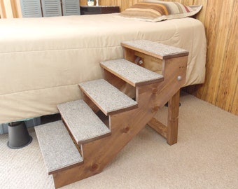 Pet Stairs Large Wooden Handmade Folding Dog Steps 16" - 36" Tall and 12" - 18" Wide Ramp Custom to Your Bed