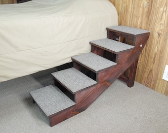 Pet Steps 20" to 32" Tall Handmade Folding Dog Stairs Old Pet Friendly 9.25" Deep Steps High Beds Large Dog Cat