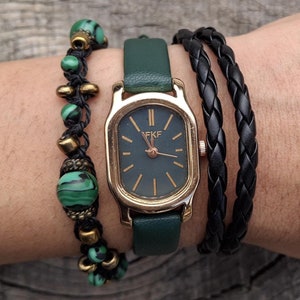 Montres bohèmes vertes pour femme Montre hipster en cuir