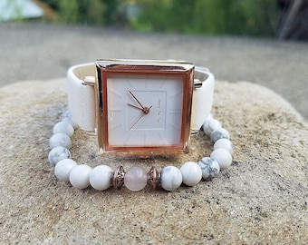 Weiße Uhr für Frauen Quadratische Uhr Armband Einfache klassische Armbanduhr Minimalistische Stilvolle Uhr Elegante Armbanduhr