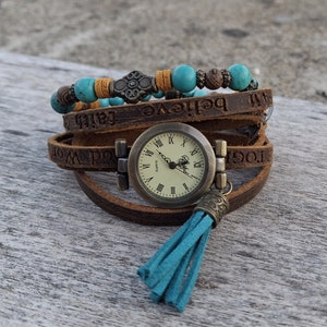 Brown boho watches for Women Wrap Hippie watch Mothers day gift
