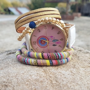 White Boho Women Watch Hippie Dreamcatcher Ladies Wristwatch Gift for woman