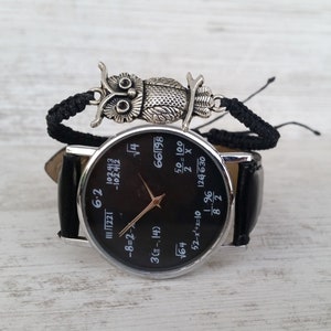 Math Watch for Teacher Gift Math Lovers Watch Funny Watch Bracelet Men's Watch Black Womens Watch Maths Student gift Maths Graduation