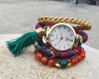 Wrap Boho Watch Bracelet Rainbow Woman Multicolor Watches