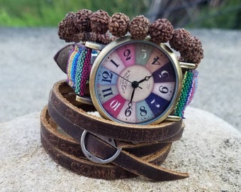 Boho watch bracelet Colorful wristwatch Multicolor Boho Watch for Woman gift Rainbow