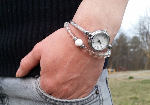 Silver watch bracelet discount