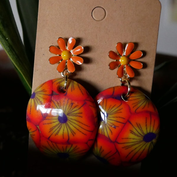 Orecchini in argilla polimerica. Earrings. Fimo. Polymerclay Fiori, fiori e fiori.