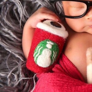 Newborn Photo Prop, RTS, Wool Baby Props, Wool Starbucks Coffee