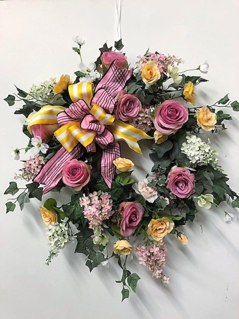 Pink Yellow and Cream Silk Floral Spring Front Door Etsy
