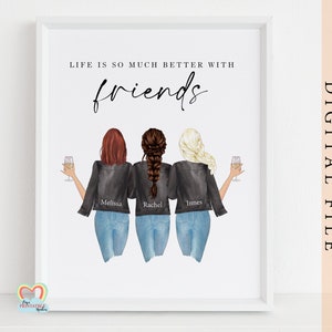 gepersonaliseerde kaart voor 3 beste vrienden afdrukbaar beste vriend citaat download digitaal mis je beste vrienden het leven is beter met vrienden diy pdf