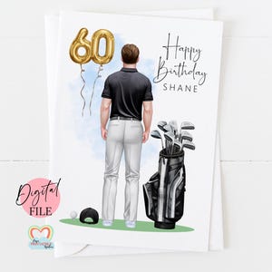 Personalisierte Golf Geburtstagskarte für Ihn | Digitale Golf Karte zum 60. Geburtstag | Personalisiertes Golf Printable für Männer | Golfspieler Geschenk für Papa