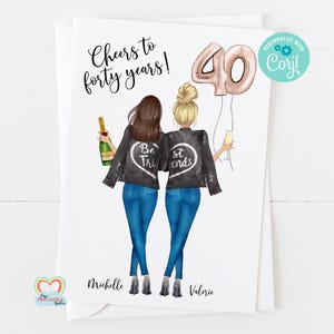 melhor amigo 40º cartão de aniversário para impressão cartão de aniversário de 40º personalizado brindes aos 40 anos retrato personalizado corjl cartão de aniversário personalizado,