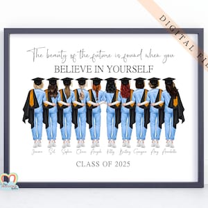 Impresión de graduación de enfermera, mejores amigos, graduados, enfermeras registradas, regalo de la universidad, cita de graduación, enfermera calificada