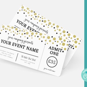 Bearbeitbares Event Ticket, Event Ticket Party Einladung, druckbares Event Ticket, Event Ticket DIY, Gold Event Ticket, Abschlussball Ticket, personalisiert