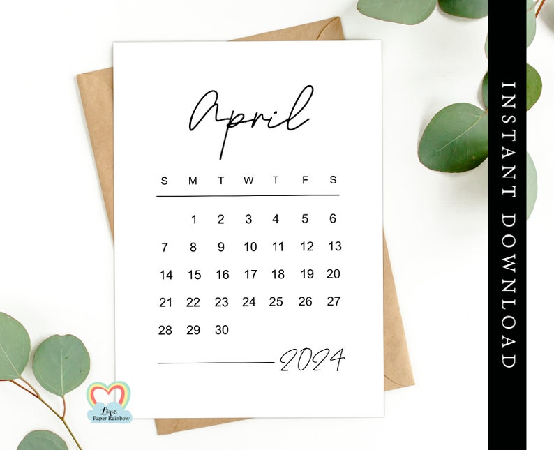 April 2024 Calendar Printable Baby Due Date April 2024 Etsy Canada
