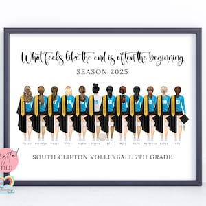 Impresión personalizada de graduación del equipo de voleibol: regalo personalizado para personas mayores (archivo digital)