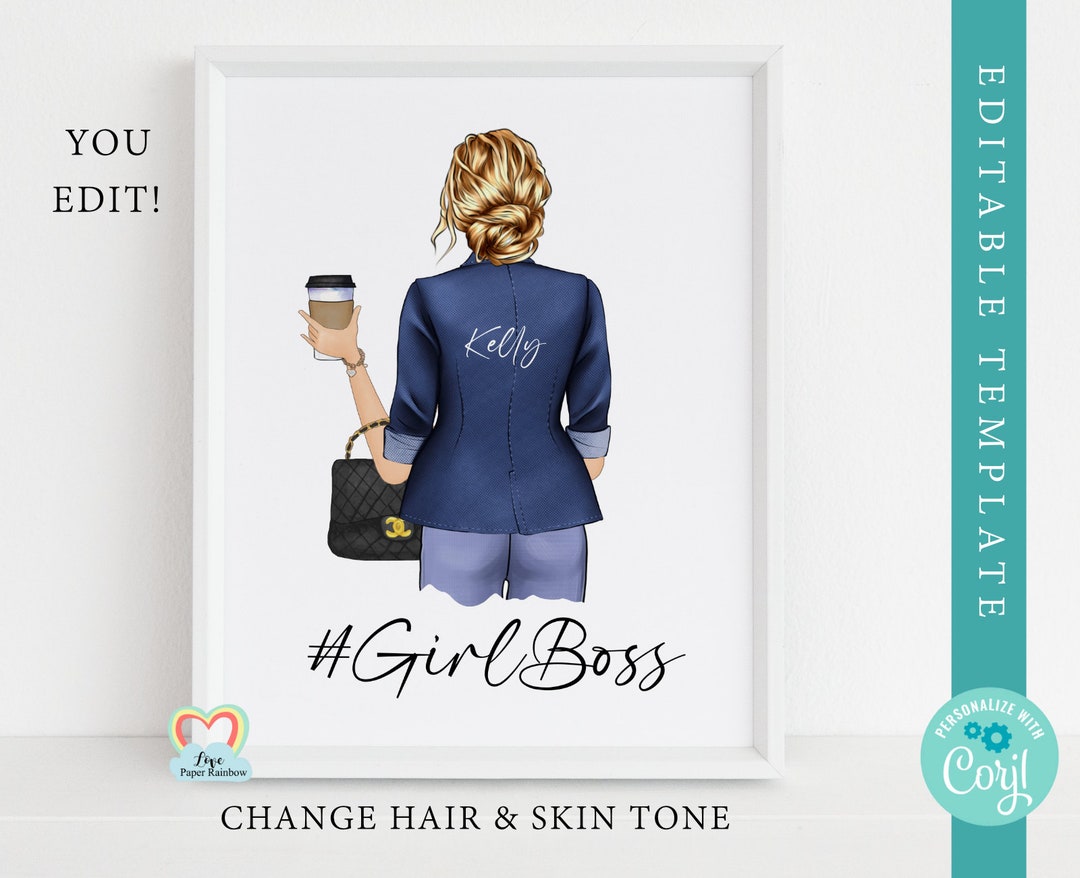 Personalized Girl Boss Art Print women power women boss Etsy.de