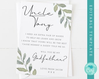 Editable Godfather Proposal Card: Poem Gift (Instant Download)