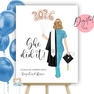 Placa de boas-vindas personalizada para formatura de enfermagem: decoração para festa para impressão (download digital)