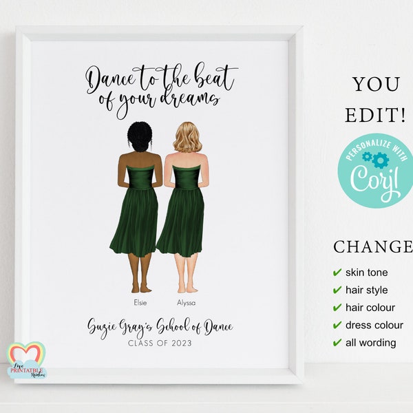 dance team gift best friends dance group dance to the beat of your dreams contemporary modern ballet graduation printable pdf digital diy