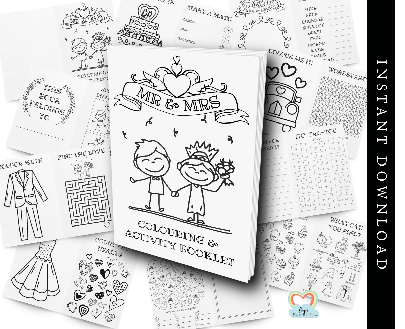 Libro de actividades descargable gratis para niños en bodas