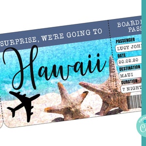 DIY Printable Editable Boarding Pass Surprise Fake Airline Ticket Trip Gift Print at home Airplane Flight Destination Plane Download Island