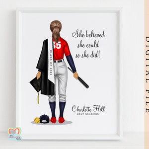 softball gifts, personalized softball graduation print, softball graduation printable, daughter softball gift, class of 2023 softball