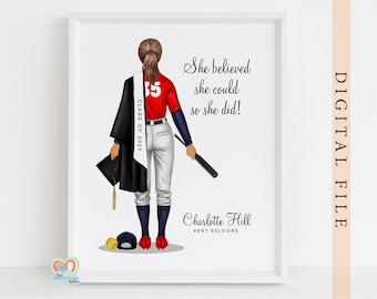 Personalized Softball Graduation Print: Class of 2025 (Digital Download)