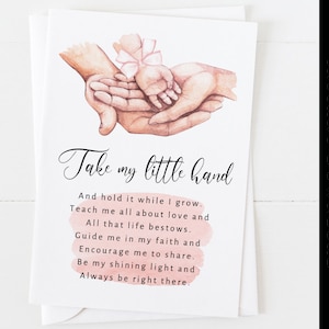 Tarjeta de padrino imprimible, ¿serás mi madrina?, padrino, guía para padrinos, poema para padres, acuarela, manos, familia, toma mi manita.