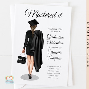 mastered it graduation invite printable personalised graduation party invitation template editable class of 2022 GIRL graduate celebration