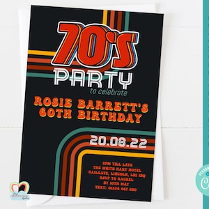 70s birthday invitation editable template for him seventies 70s themed party invite digital for him her printable 70s birthday invite corjl