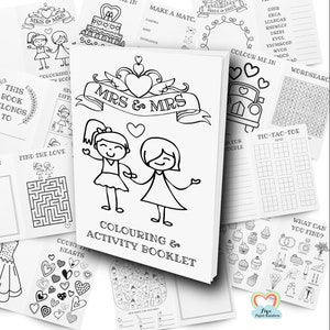Mrs and Mrs Wedding Activity Booklet Children’s Downloadable Printable Favour kids wedding colouring book digital download printable book
