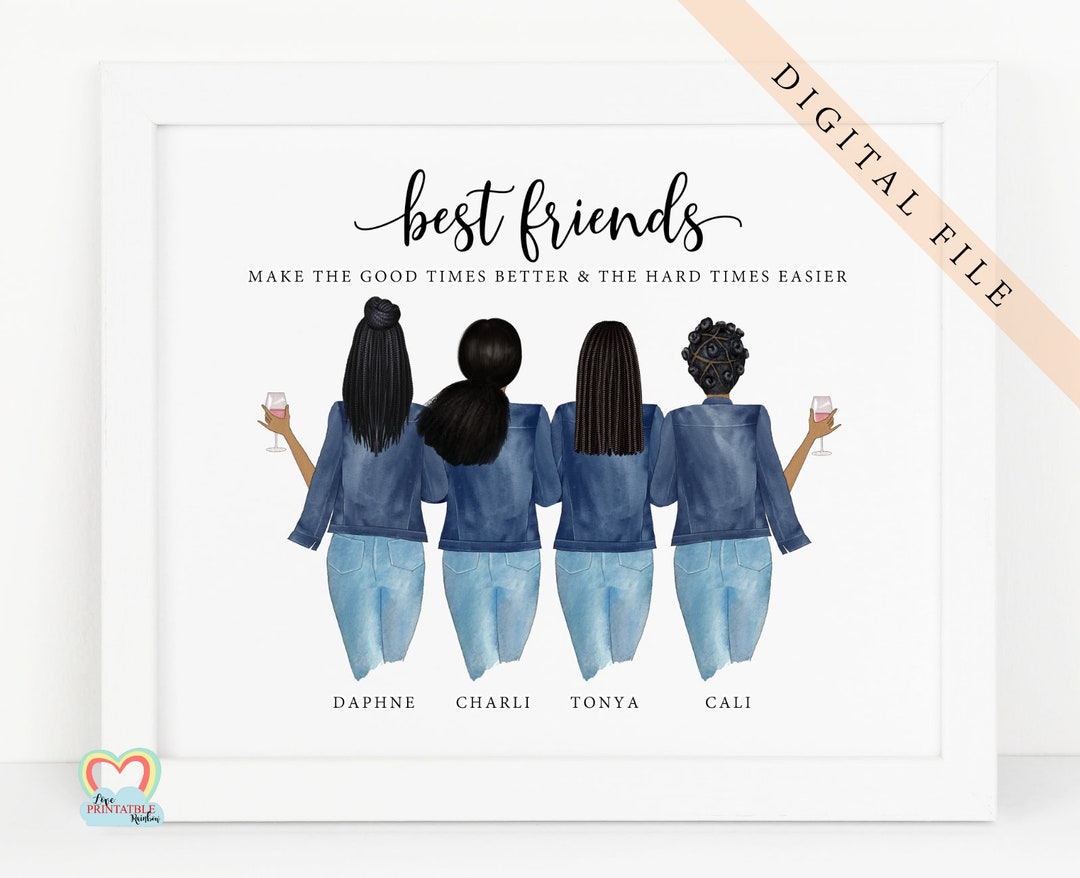 Personalised 4 Best Friends Print African American Printable Quote ...