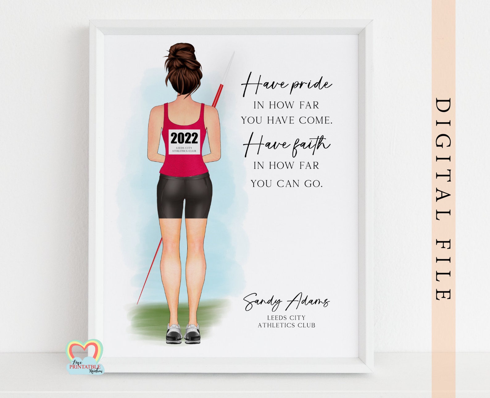 Javelin Thrower Athlete Gift Printable Print Athletics Etsy