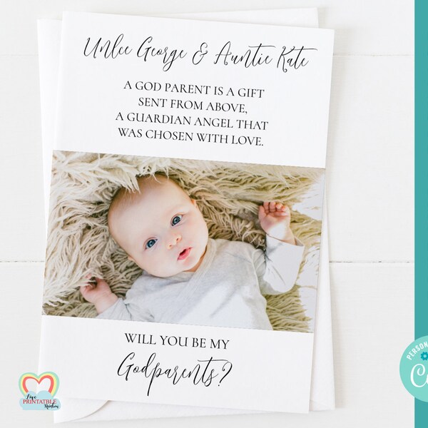 EDITABLE godparents card, will you be my godparents printable, godparents proposal instant download, godparents poem, guardian angel