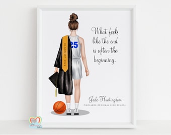 girl basketball graduation gifts, basketball graduation printable, editable graduation print, personalised basketball gift, class of 2023