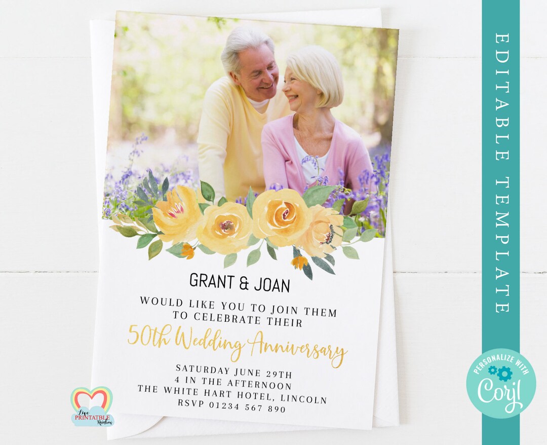 50th Wedding Anniversary Invitations Printable 50th Wedding Anniversary ...
