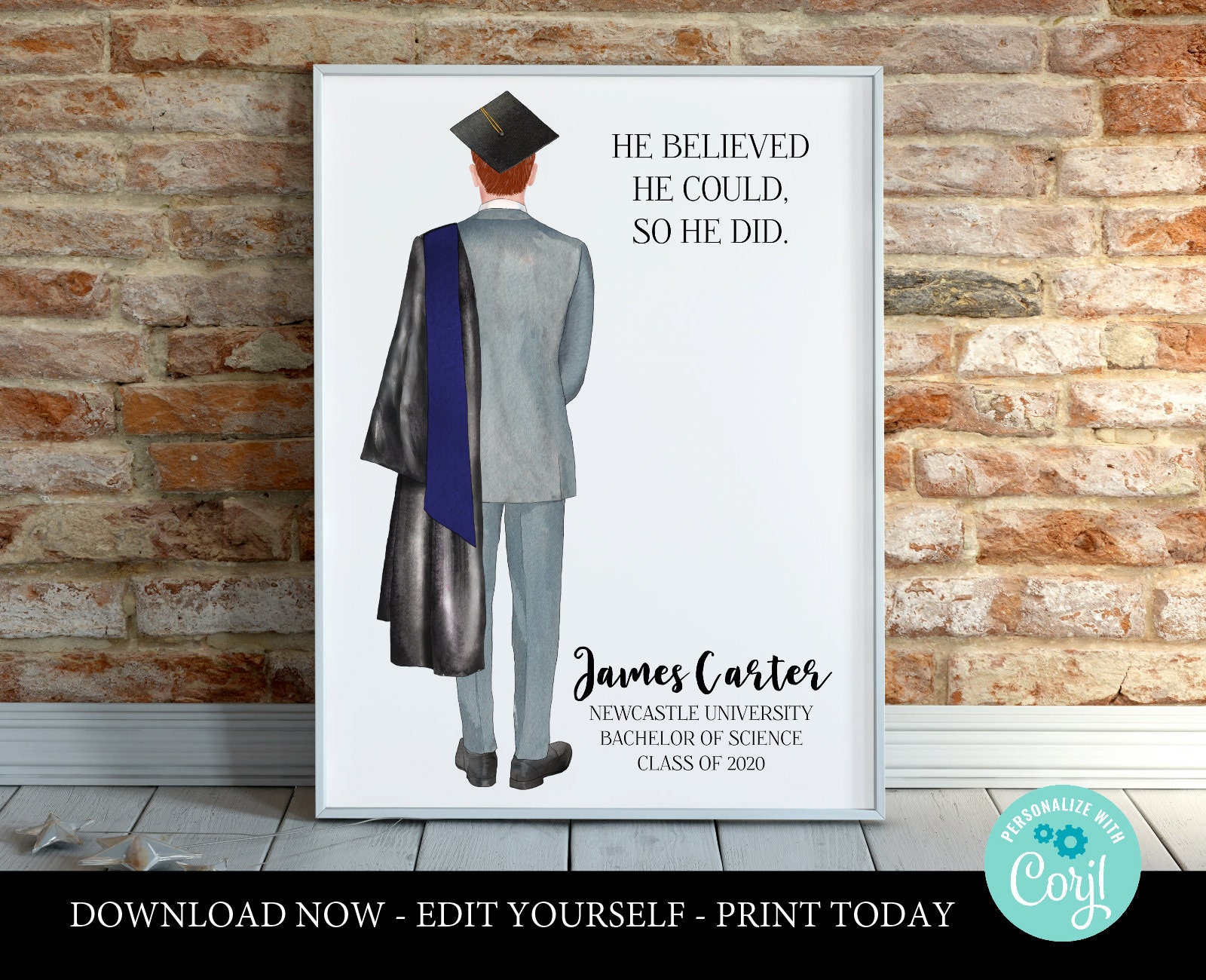 Personalized graduation print boy graduation printable | Etsy