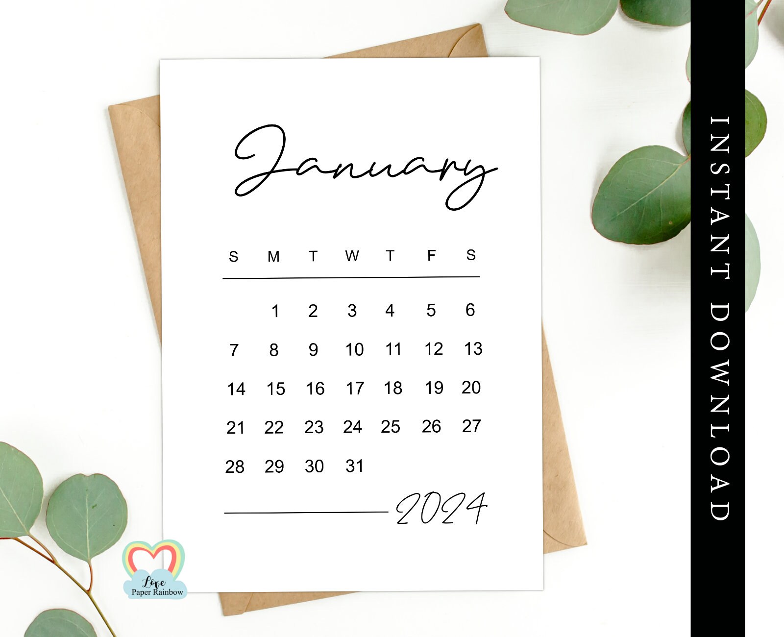 January 2024 Calendar Printable Baby Due Date January 2024 Etsy Australia